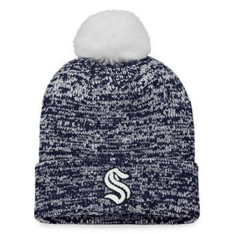 Women's Fanatics Branded Deep Sea Blue Seattle Kraken Glimmer Cuffed Knit Hat with Pom