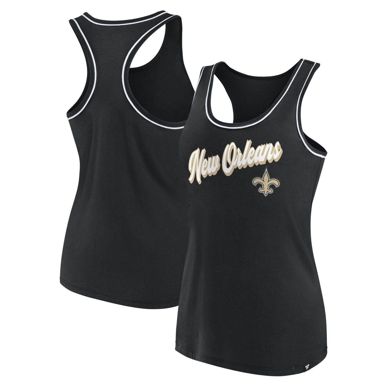 Women's Majestic Threads Black New Orleans Saints Retro Tri-Blend Raglan  Muscle Tank Top