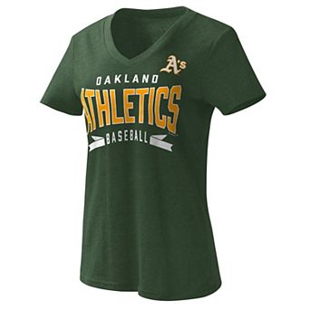 Women's G-III 4Her by Carl Banks Green Oakland Athletics Dream Team V-Neck T-Shirt