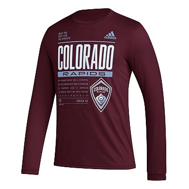 Men's adidas Burgundy Colorado Rapids Club DNA Long Sleeve T-Shirt