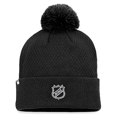 Women's Fanatics Branded Black Pittsburgh Penguins Authentic Pro Road Cuffed Knit Hat with Pom
