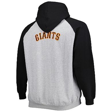 Men's Heather Gray/Black San Francisco Giants Big & Tall Raglan Hoodie Full-Zip Sweatshirt