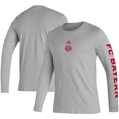 Men's adidas Heather Gray Bayern Munich Team Crest Long Sleeve T-Shirt