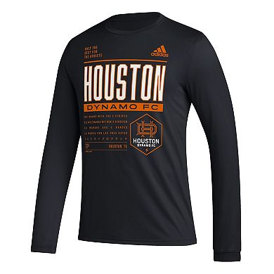 Men's adidas Black Houston Dynamo FC Club DNA Long Sleeve T-Shirt