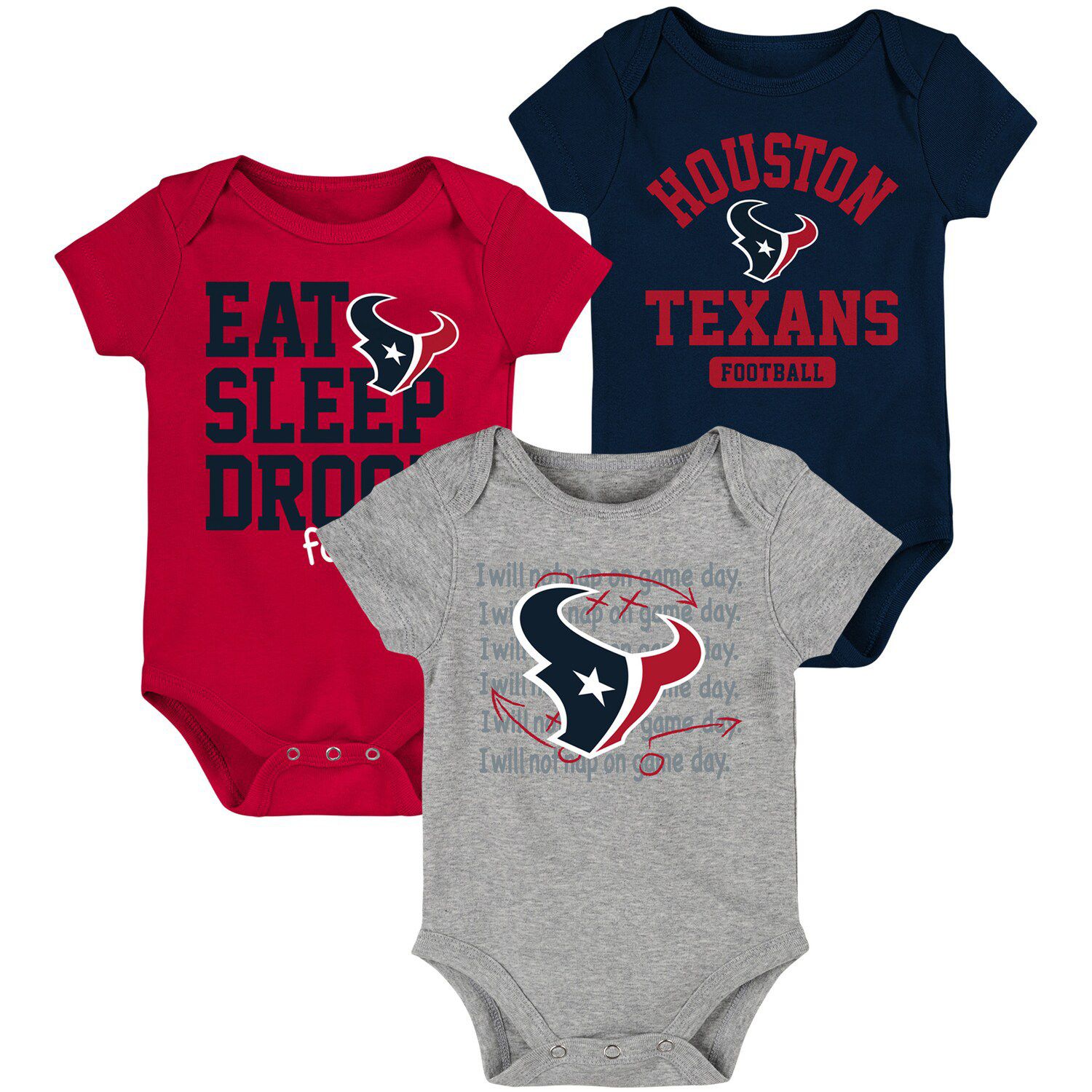 Newborn & Infant Navy Houston Texans Game Nap Fleece Full-Zip Sleeper