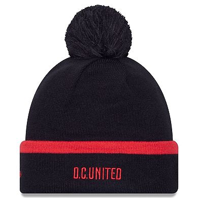 Men's New Era Black D.C. United Wordmark Kick Off Cuffed Knit Hat with Pom