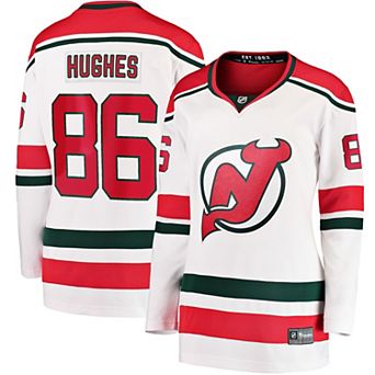 Women's Fanatics Branded Jack Hughes White New Jersey Devils 2022/23 Heritage Premier Breakaway Jersey