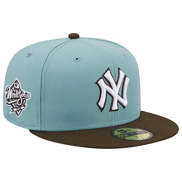 Men's New Era Light Blue/Brown York Yankees 1999 World Series Beach Kiss 59FIFTY Fitted Hat