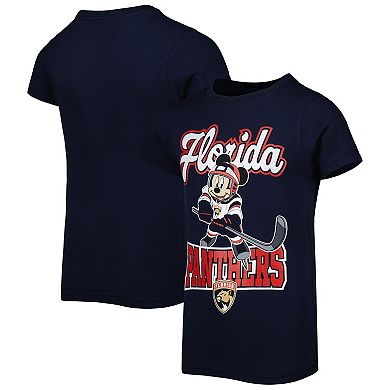 Girls Youth Navy Florida Panthers Mickey Mouse Go Team Go T-Shirt