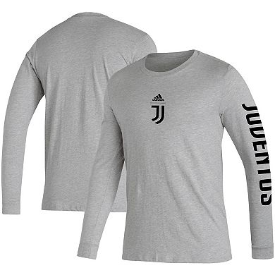 Men's adidas Heather Gray Juventus Team Crest Long Sleeve T-Shirt