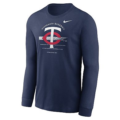 Men's Nike Navy Minnesota Twins Over Arch Long Sleeve T-Shirt