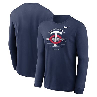 Men's Nike Navy Minnesota Twins Over Arch Long Sleeve T-Shirt