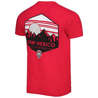 Men's Cherry New Mexico Lobos Landscape Shield T-Shirt