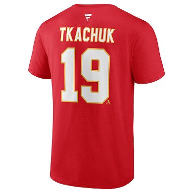 Men's Fanatics Branded Matthew Tkachuk Red Calgary Flames Authentic Stack Name & Number T-Shirt