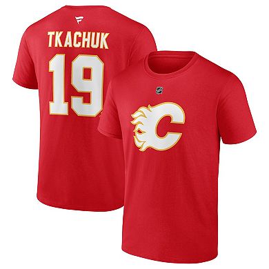 Men's Fanatics Branded Matthew Tkachuk Red Calgary Flames Authentic Stack Name & Number T-Shirt