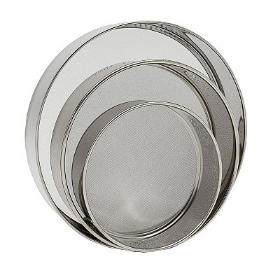 3-Piece Fine Mesh Sieve Strainer Set, Stainless Steel Flour Sifters for Baking