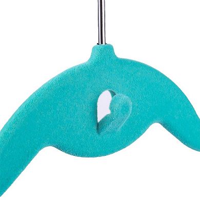 50 Pack Non Slip Velvet Clothes Hangers with Cascading Hooks, Teal, 17.5 In