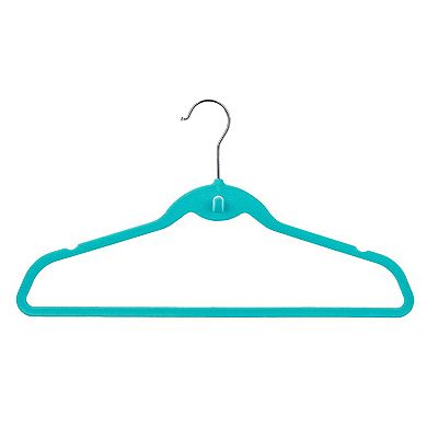 50 Pack Non Slip Velvet Clothes Hangers with Cascading Hooks, Teal, 17.5 In