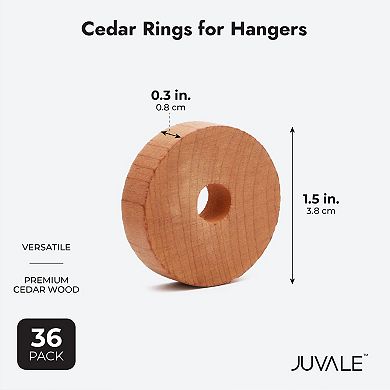 Cedar Rings for Hangers, Cedarwood Closet and Drawer Freshener (1.5 in, 36 Pack)