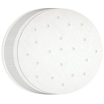 100 Pack Parchment Paper Rounds with Holes for Air Fryer Basket, 8 in White