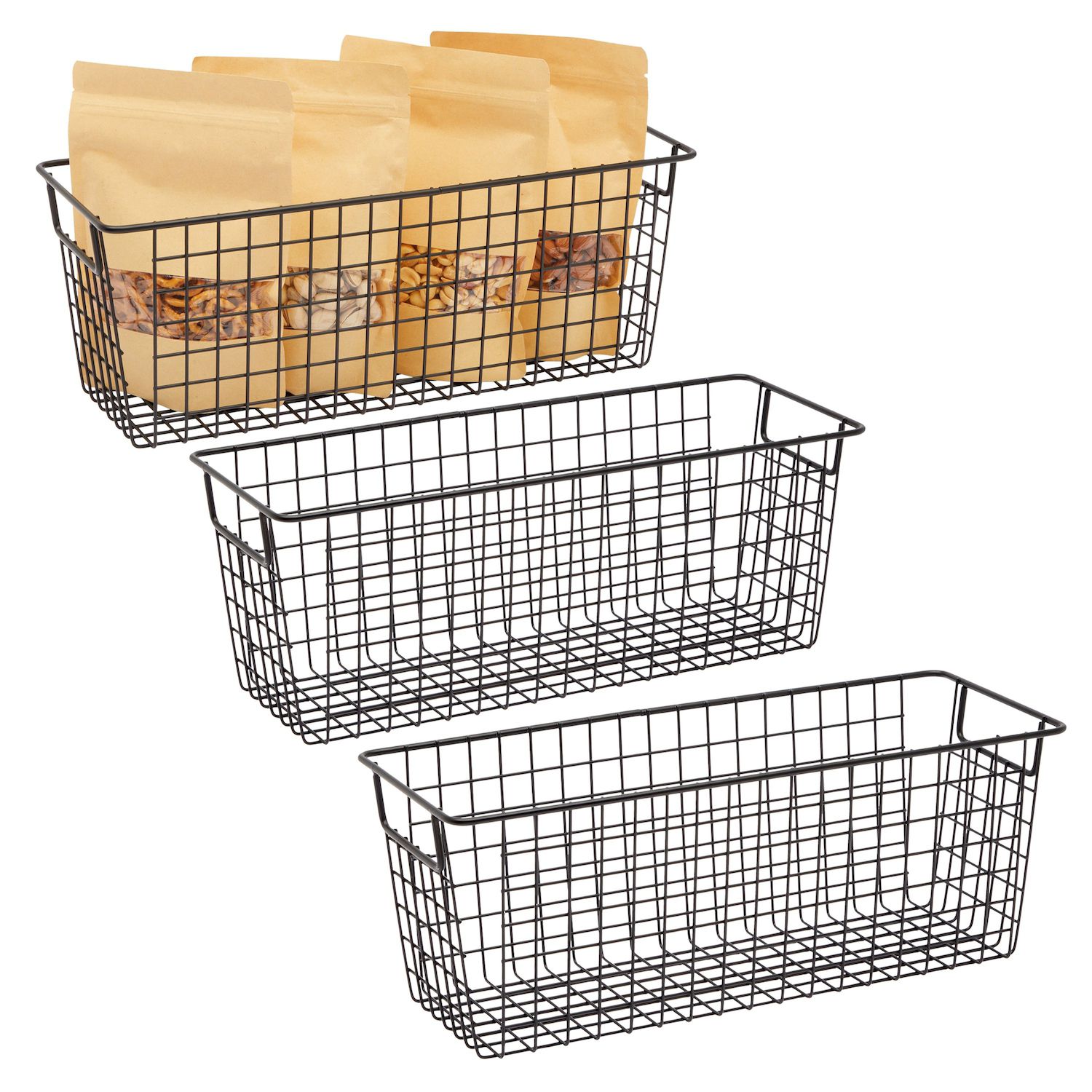 Oceanstar Stackable Metal Wire Storage Basket Set for Pantry