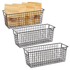 Farmlyn Creek Plastic Storage Baskets, White Nesting Bin Containers with Grey Handles (4 Pack)