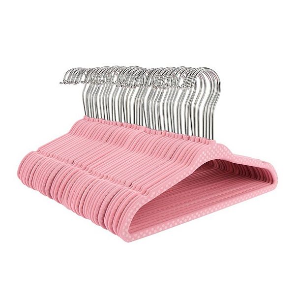 Juvale 50 Pack Pink Velvet Baby Clothes Hangers For Closet Storage