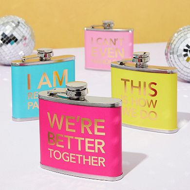 4-pack 5 Oz Flask For Women In 4 Designs, Liquor Canteen For Girls Trip Gifts