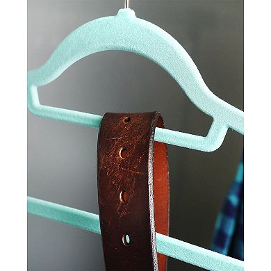 50 Pack Nonslip Velvet Hangers with Cascading Hooks for Shirts, Suits and Dresses (Teal, 18 In)