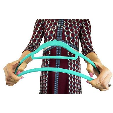 50 Pack Nonslip Velvet Hangers with Cascading Hooks for Shirts, Suits and Dresses (Teal, 18 In)