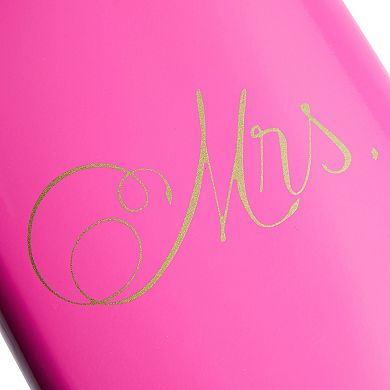 Set Of 2 Bride And Groom Flask, Mr And Mrs Wedding Gifts, Pink And Black, 7.5 Oz