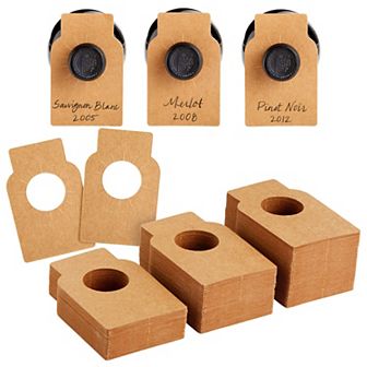 300 Pack Kraft Wine Bottle Tags, Beverage Labels For Kitchen, Brown, 3.5 X 2 in