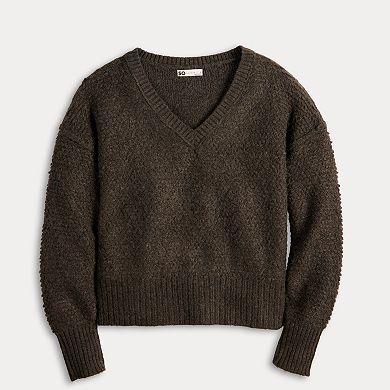Juniors' SO® Cozy V-Neck Pullover Sweater