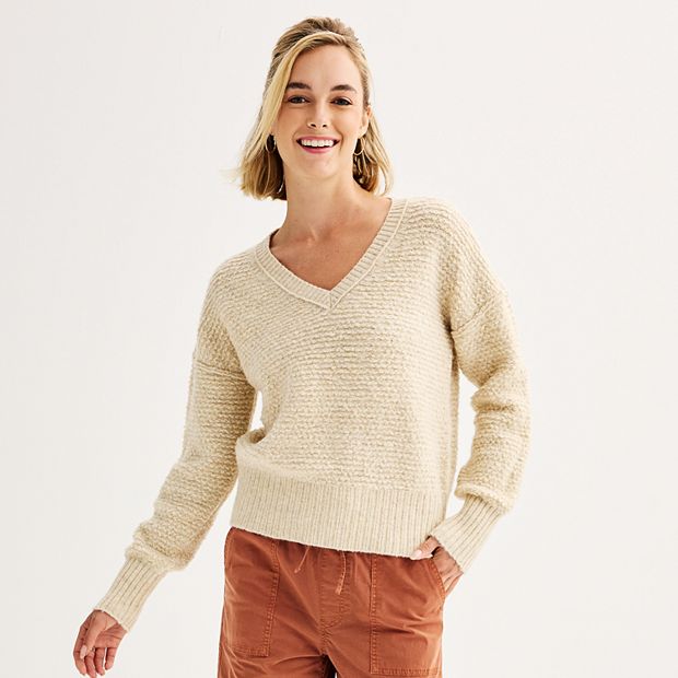 Solid Cozy V Neck Pullover Sweater