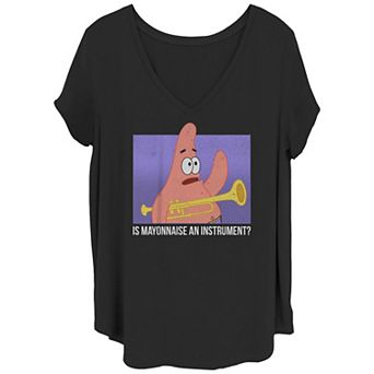 Juniors' Plus Size Nickelodeon SpongeBob SquarePants Patrick Is Mayonnaise An Instrument Graphic Tee