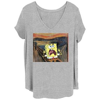 Juniors' Plus Size Nickelodeon SpongeBob SquarePants The Scream Painting Graphic Tee