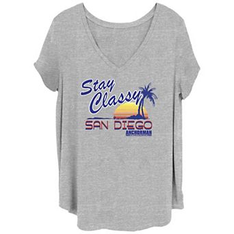Juniors' Plus Size Anchorman "Stay Classy San Diego" Sunset Graphic Tee