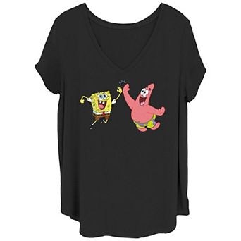 Juniors' Plus Size Nickelodeon SpongeBob SquarePants & Patrick High Five Graphic Tee