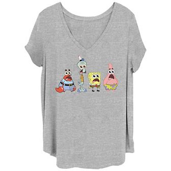 Juniors' Plus Size Nickelodeon SpongeBob SquarePants Group Stare Graphic Tee