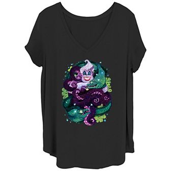 Disney's The Little Mermaid Ursula Juniors Plus Size Sea Witch Impressionist Painting Graphic Tee