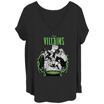 Disney Villains Juniors' Plus Size Green Poison Group Graphic Tee