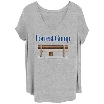 Juniors' Plus Size Forrest Gump Bench Title Graphic Tee