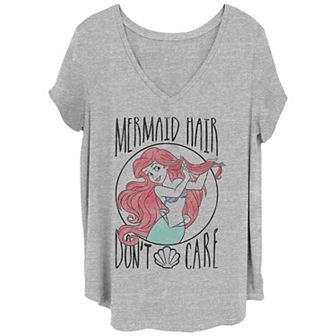 Disney's The Little Mermaid Ariel Juniors' Plus Size Mermaid Hair Don't Care Graphic Tee