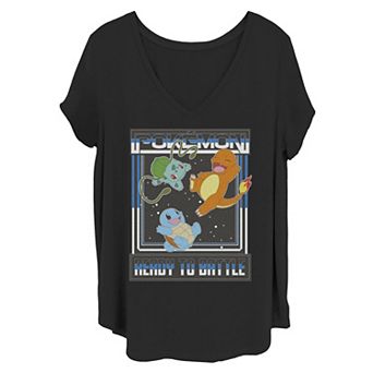 Juniors' Plus Size Nintendo Pokémon Bulbasaur Charmander Squirtle Ready To Battle Graphic Tee
