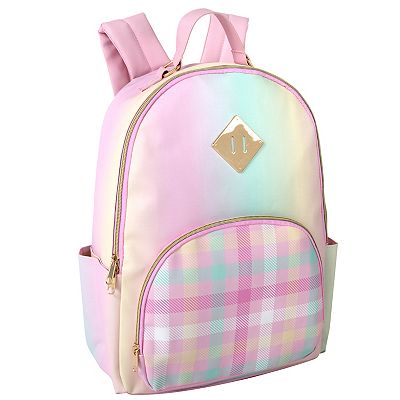 Emma Chloe Plaid Ombre Faux Leather Backpack