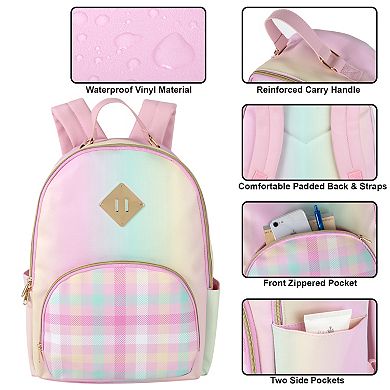 Emma & Chloe Plaid Ombre Faux-Leather Backpack