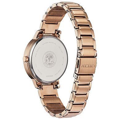 Citizen Women's Eco-Drive Rose Gold Tone Crystal Accent Bracelet Watch