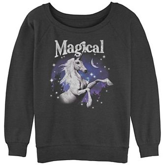 Juniors' Magical Unicorn Slouchy Terry Pullover
