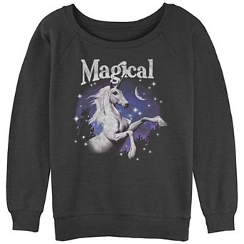 Juniors' Magical Unicorn Slouchy Terry Pullover