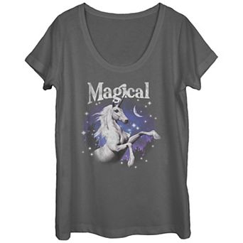 Juniors' Magical Unicorn Scoop Neck Graphic Tee